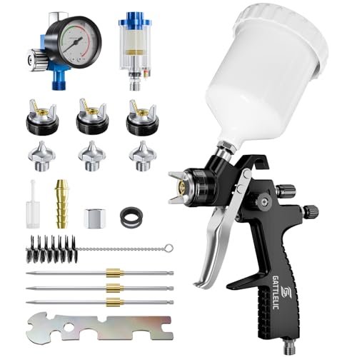 LVLP Air Spray Gun Premium Kit with Regulator and Nozzles