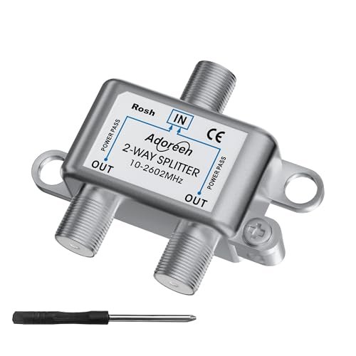 Adoreen 2-Way Coaxial Cable Splitter, 10-2602MHz Mini...