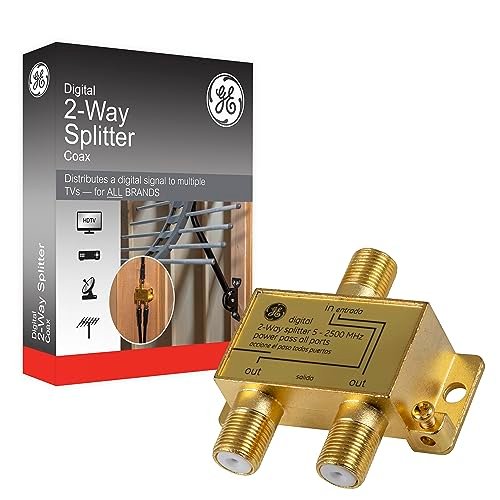 GE Digital 2-Way Coaxial Cable Splitter, 2.5 GHz RG6...