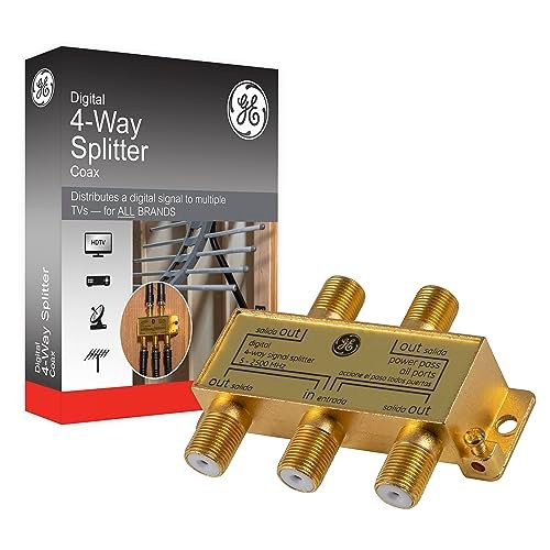GE Digital 4-Way Coaxial Cable Splitter, 2.5 GHz RG6...