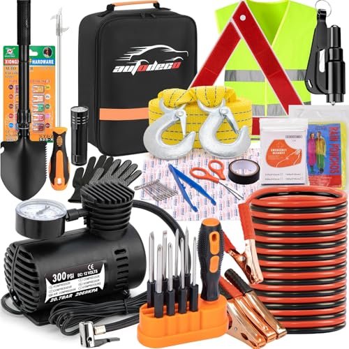 AUTODECO Car Emergency Roadside Assistance Kit with Jumper...