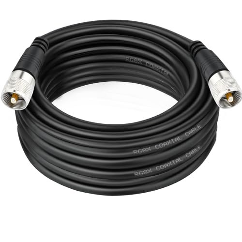 RFAdapter CB Coax Cable, 20ft RG8x Coaxial UHF Male Low