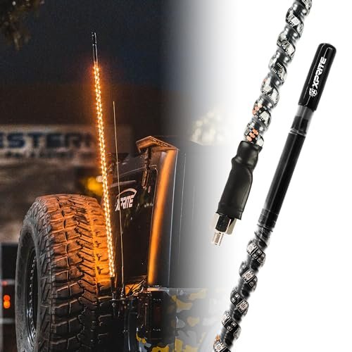 Xprite 4FT CB Radio Antenna with Spiral Amber LED Whip