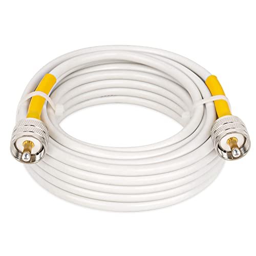 MOOKEERF CB Coax Cable, 25ft RG8X PVC White Marine