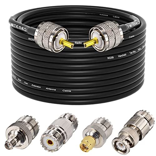 YOTENKO Ham Radio Coax Cable 50 Ohm, RG58 Cable Kit.