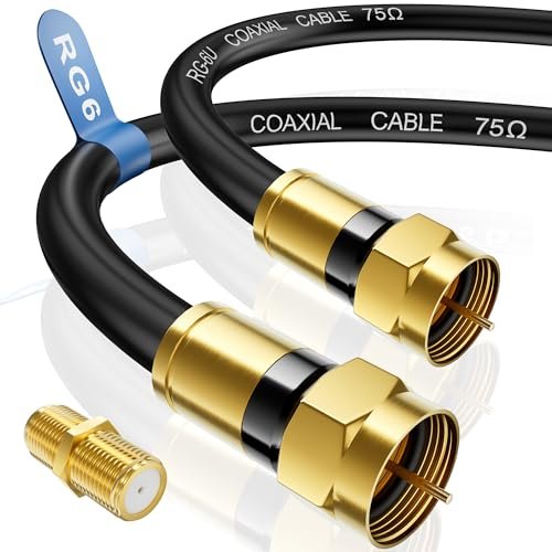 Nixsto RG6 Coaxial Cable, 3FT 6FT 10FT Gold F-Type.