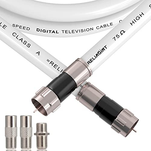 RELIAGINT 25ft RG6 Coaxial Cable White, 75 Ohm Coax...
