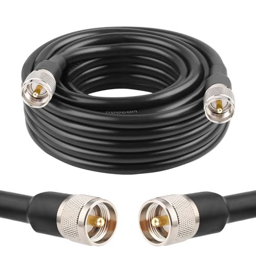 MOOKEERF PL259 UHF Cable 25ft, KMR400 PL259 Low Loss Coax.