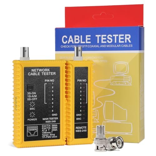 Hiija Coaxial(Coax) Cable Tester Portable BNC F-Style RJ45.