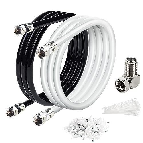 Elecan 6 Ft/2 Pack RG6 Coaxial Coax Cable Connectors Kit.
