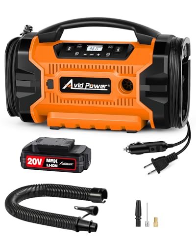 Avid Power Tire Inflator Portable Air compressor, Dual...