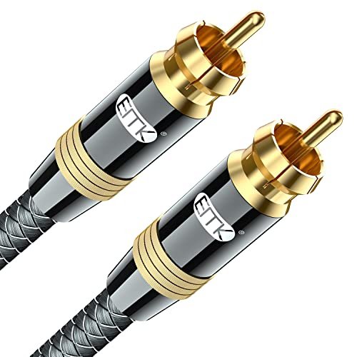 EMK 1.5Ft RCA to RCA Subwoofer Cable, 24K Gold-Plated.