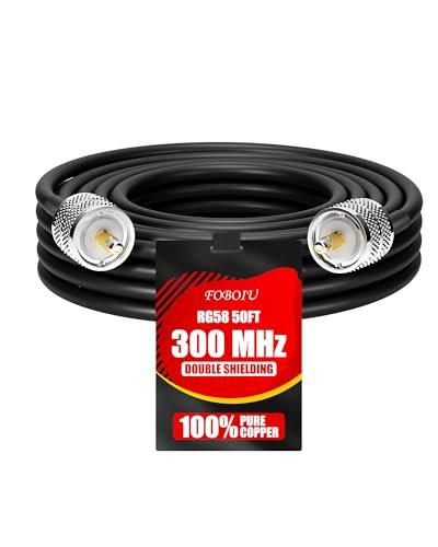 Foboiu RG58 Coaxial Cable 50FT, CB Antenna PL259 Coax.