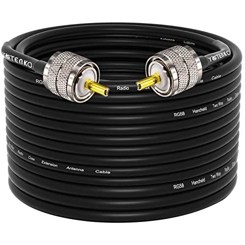 YOTENKO CB Coax Cable, RG58 Coaxial Cable 75ft, PL259 Male