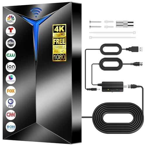 2026 Upgraded TV Antenna with Inline Amplifier, Long Range...