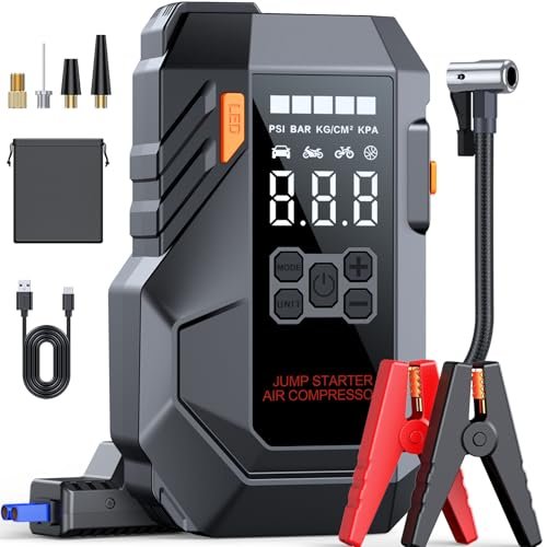 Jump Starter with Air Compressor, 6000A 160PSI Gas Diesel.