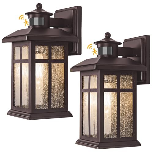 2 Packs Motion Sensor Outdoor Porch Lights Bronze Finish