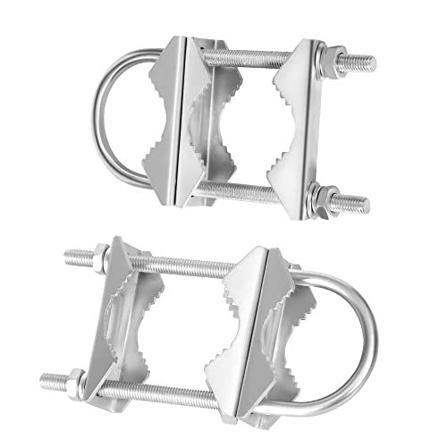 Double Antenna Mast Clamp Heavy Duty V-Jaw Bracket U-Bolts