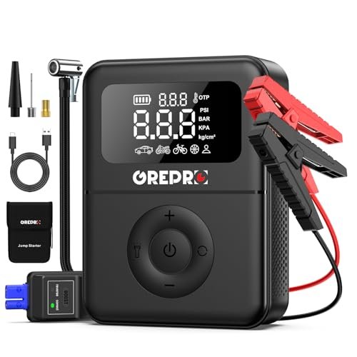 GREPRO Jump Starter with Air Compressor, 5000A Portable