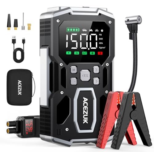 Portable Car Jump Starter with Air Compressor, ACEZUK 7000A.