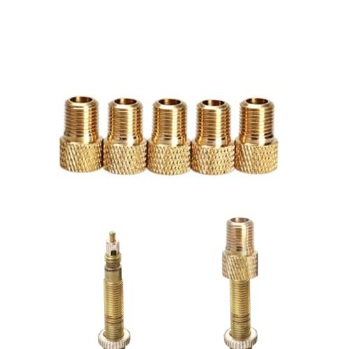 Presta to Schrader Valve Adapter for Bike, 5-Piece Brass...