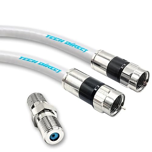 TechDirect 12FT RG6 Coaxial Cable White - Durable Low Loss