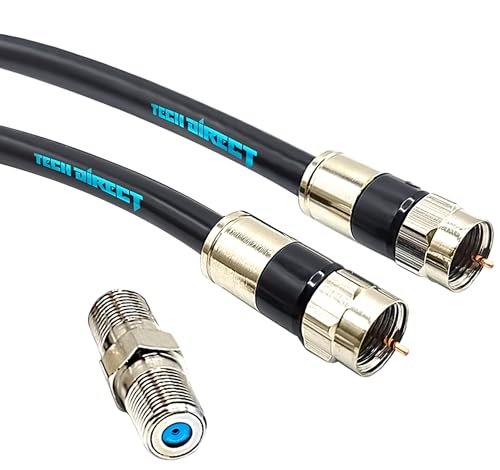 TechDirect 3FT RG6 Coaxial Cable Black - High Speed Internet