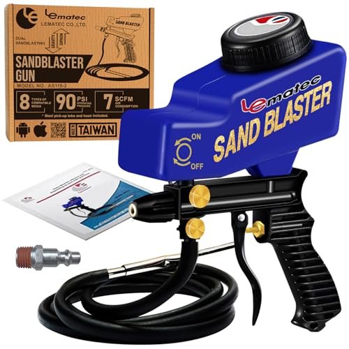 LE LEMATEC Portable Sand Blaster Gun Kit for Rust Removal.