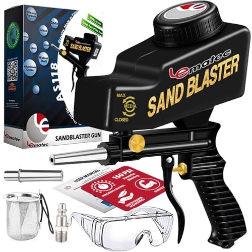LE LEMATEC Portable Sand Blaster Gun Kit for Rust Removal