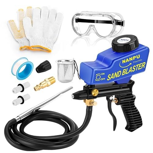 NANPU Light-Duty Air Sandblaster Gun Kit with Ceramic...
