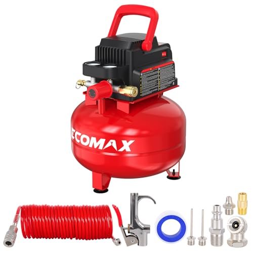 ECOMAX Air Compressor 3 Gallon 110 PSI Oil-Free Portable