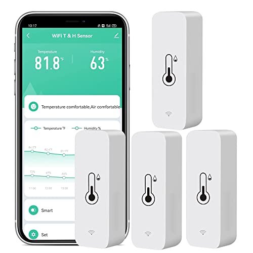 4-Pack WiFi Temperature Humidity Sensor: Wireless...