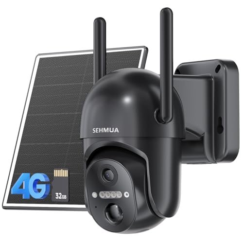 SEHMUA 4G LTE Cellular Solar Security Camera Wireless...