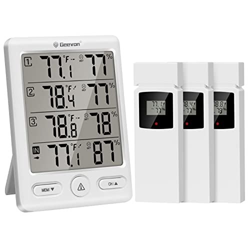 Geevon Indoor Outdoor Thermometer Wireless with 3 Sensors
