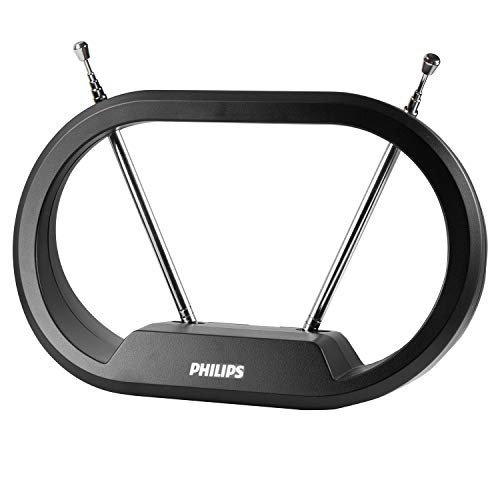 Philips Indoor TV Antenna Rabbit Ears for Local Channels 4K.