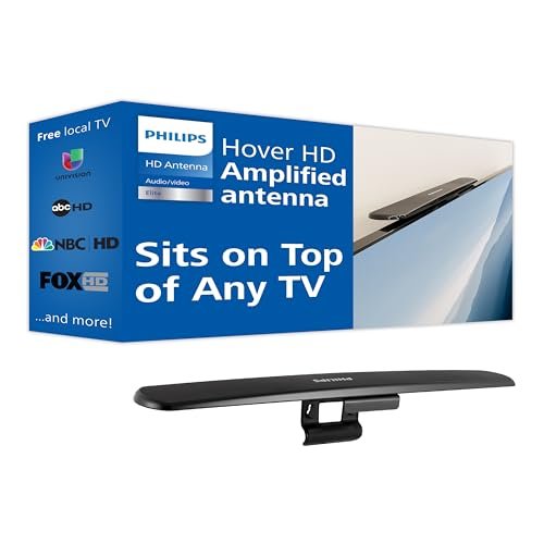 Philips Hover Amplified HD Digital TV Antenna, 4K Long Range