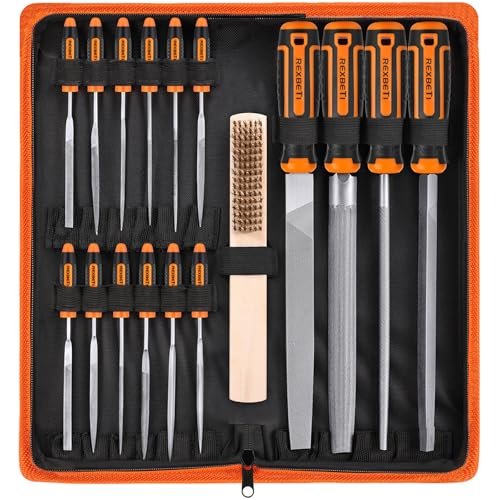 REXBETI 25Pcs Metal File Set, Premium Grade T12 Alloy Steel.