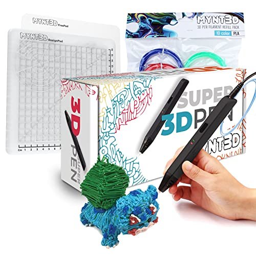 MYNT3D Super 3D Pen + 10 Color PLA Filament Kit