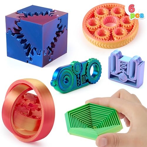 JOYIN 6PCS 3D Printed Fidget Toys, Spin Fractal Click Gear
