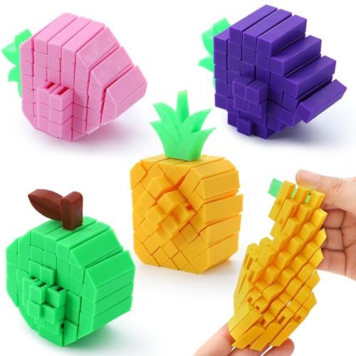 JOYIN 4 Pcs 3D Printed Fidget Fruit Worm Toys