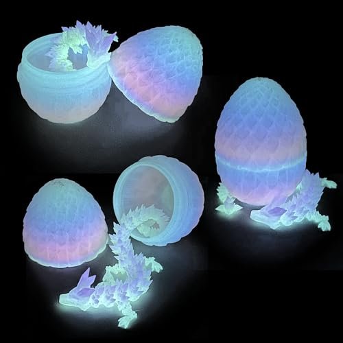 Flavery 3D Printed Dragon in Egg - Glowing Rainbow Flexible