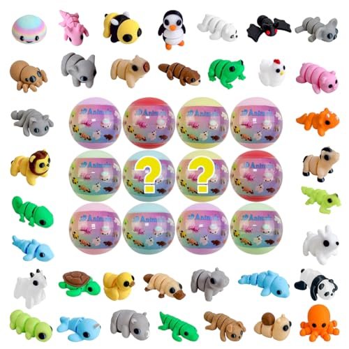 Yaxuan 12 Pack 3D Printed Animal Figures in Capsules.