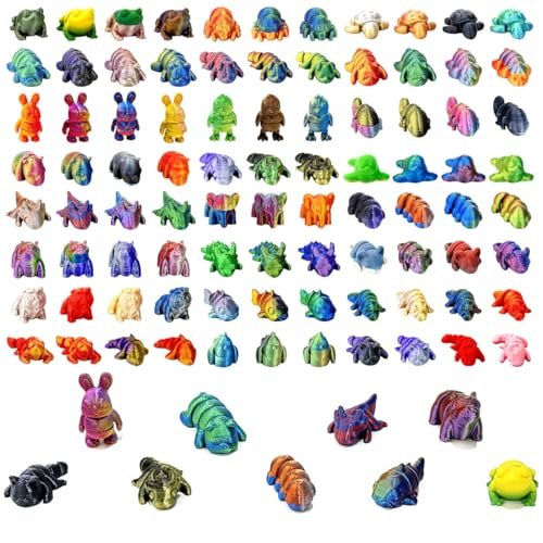 26 Pcs Mini Animals Mystery Pack, 3D Printed Flexible Fidget
