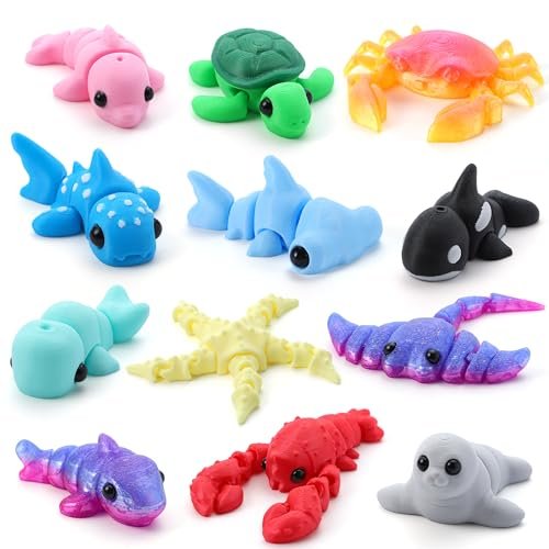 JOYIN 12 Pcs 3D Printed Ocean Animals Fidget Figurines.