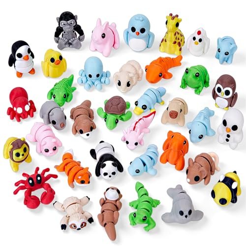 Aousin 36 PCS Mini 3D Printed Animals Figurines Set.