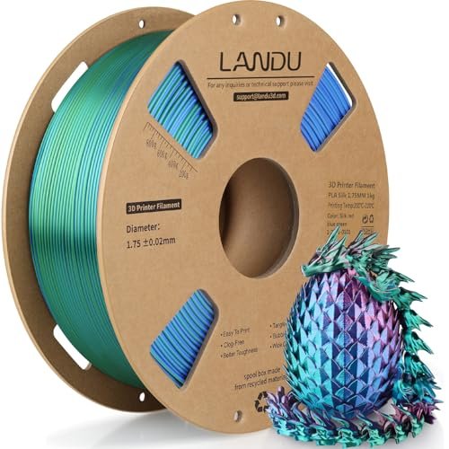 LANDU Silk Tri-Color PLA Filament 1.75mm 1Kg, Red Blue...