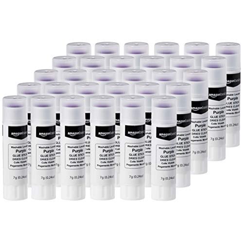 Amazon Basics Purple Washable School Glue Sticks, Dries...