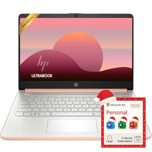 HP Rose Gold Ultrabook Laptop with Microsoft Office 365.