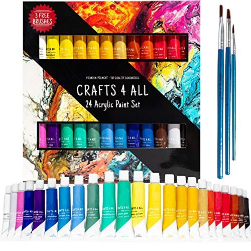 Acrylic Paint Set for Adults and Kids, 24 Non-Toxic Colors.