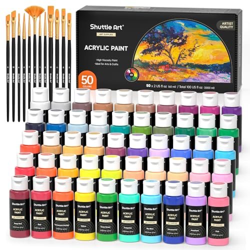 Shuttle Art Acrylic Paint, 50 Colors Acrylic Set, 2oz...